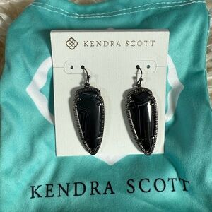 Kendra Scott Black Banded Agate and Gunmetal Sky Earrings